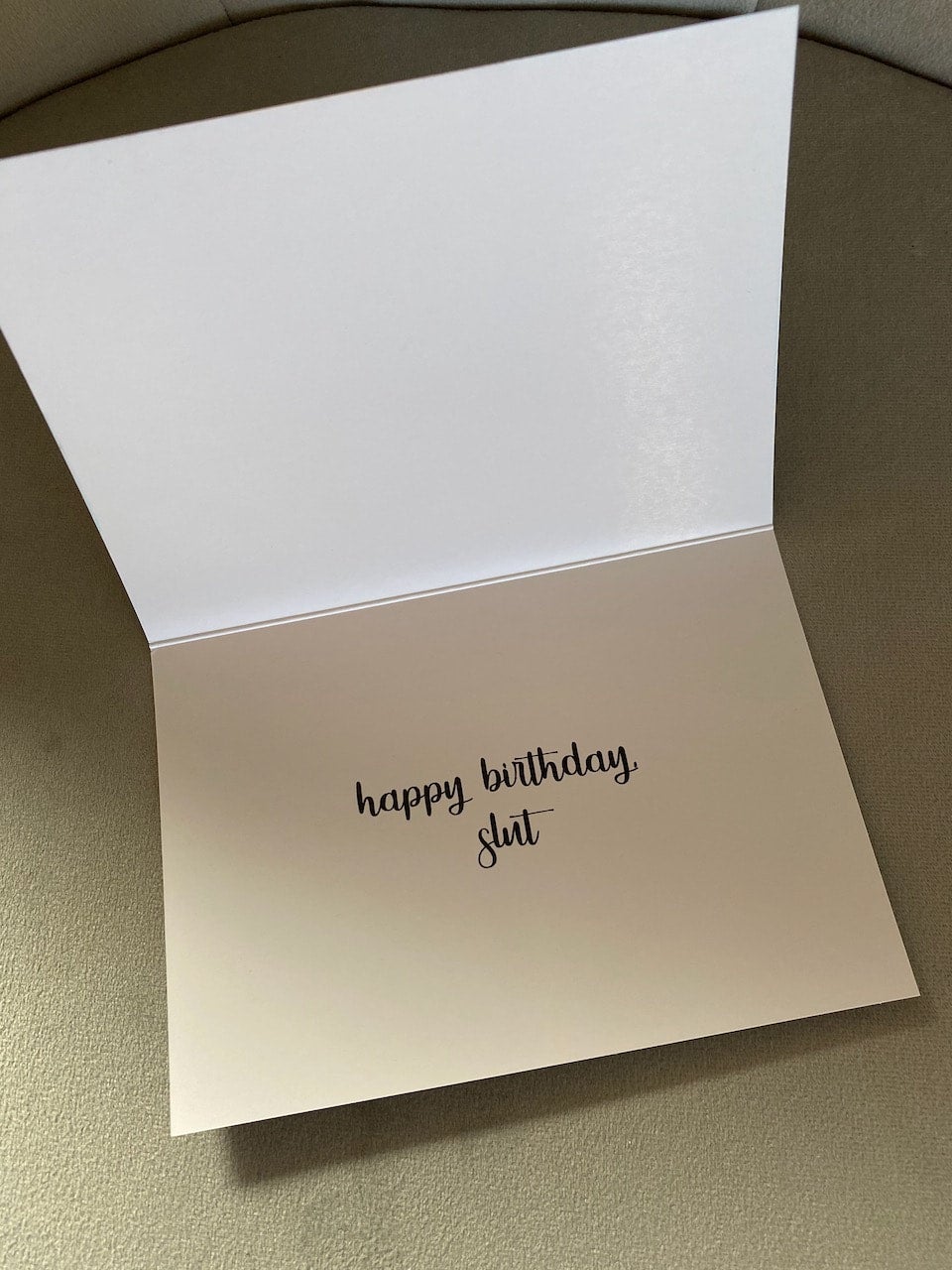 Happy Birthday Slut, born naked card | Thistle, Ltd